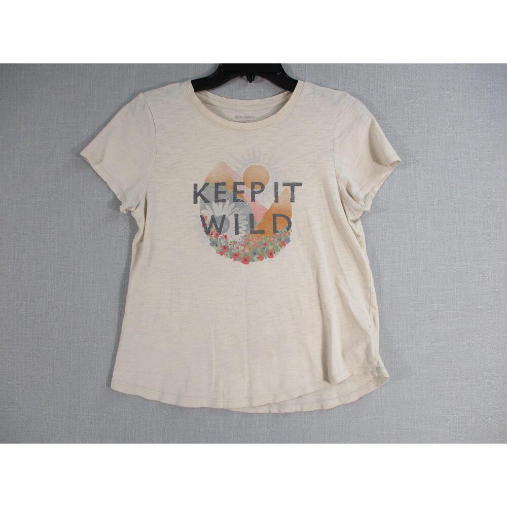 Old‎ Navy Cream Beige Keep It Wild Graphic Crew Neck T-Shirt Womens Size S